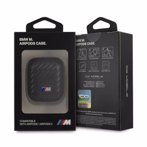 Чехол BMW PU Carbon M Collection для AirPods 1/2, чёрный
