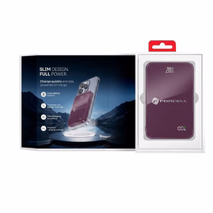 Powerbank compatible with MagSafe Forcell F-Energy SuperSlim F5K8 QC4.0 PD3.0 15W 5000 mAh cherry