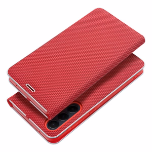 Dėklas telefonui LUNA Book Carbon skirtas SAMSUNG A71 raudonas