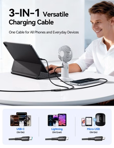 USB Laidas Joyroom S-A61 USB-A į USB-C/Lightning/MicroUSB 3.5A 1.2m juodas
