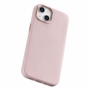 iCarer Litchi Premium odinis dėklas iPhone 14 Plus Magnetinis odinis dėklas su MagSafe Rožinis (WMI14220711-PK)