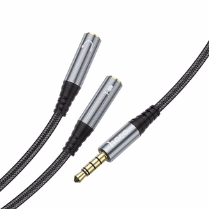 Kabel AUX 2w1 Jack 3,5 mm (męski) do 2 x Jack 3,5 mm (żeński) Hoco 0,25 m UPA21 pilkas (SC)