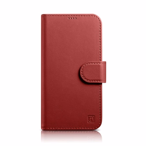 iCarer Piniginės dėklas 2in1 viršelis iPhone 14 Plus Anti-RFID odinis atverčiamas viršelis raudonas (WMI14220727-RD)