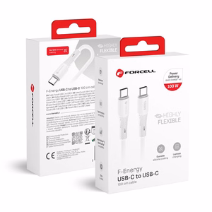 Кабель USB C to USB C Forcell F-Energy QC4.0 PD 5A 100W Silicone 1 m C347 белый