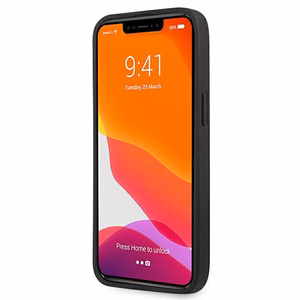 Guess Saffiano 4G Metal Logo dėklas telefonui iPhone 13 Pro / 13 6.1 - juodas