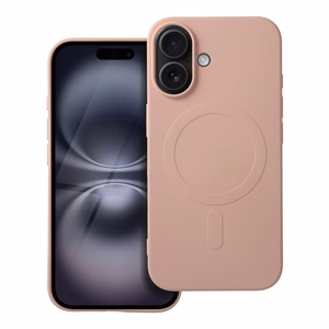 Чехол для iPhone 16 силиконовый Mag Cover совместимый с MagSafe (большое отверстие) розовый