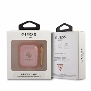 Guess GUA2UCG4GP AirPods dėklas rožinė/rožinė Blizgučių kolekcija