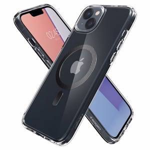 Spigen Ultra Hybrid magnetinis dėklas su MagSafe, skirtas iPhone 14 Plus – skaidriai pilkas