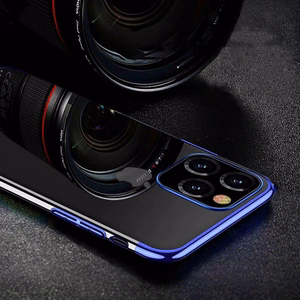 Skaidrus spalvotas gelinis TPU dėklas telefonui su metaliniu rėmeliu Samsung Galaxy A33 5G, mėlynas