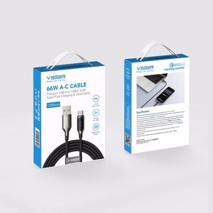 Кабель со светодиодным индикатором, разъемы Type C – Type C, VEGER PD 5A 100W CC1-ZSD, 1,5 м, черный