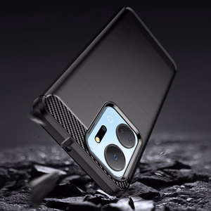 Carbon Case чехол для Honor Play 40 Plus / Honor X7a гибкая силиконовая карбоновая крышка чёрный