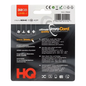 Imro atminties kortelė 32GB microSDHC cl. 10 UHS-I + adapter