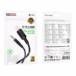 Borofone Cable AUX BL25 Nice - Lightning to jack 3,5mm - 1 metre black
