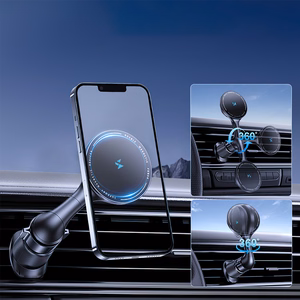 Belaidis automobilinis įkroviklis+laikiklis Wozinsky (WCT5-6S4Y) magnetinis (MagSafe 15W) ventiliacijos grotelėms juodas