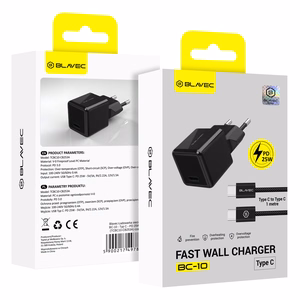 Blavec BC-10 tinklo įkroviklis Type C PD 25W 3A su Type C - Type C laidu juodas