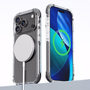 Rock Crystal Clear Magnetinė serijos dėklas telefonui Iphone 17 Pro skaidrus-juodas