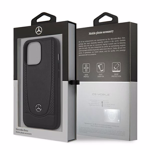 Mercedes MEHCP15XARMBK iPhone 15 Pro Max 6.7" juodas kietas odinis dėklas telefonui Urban