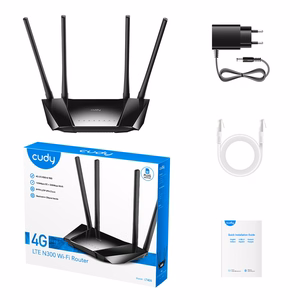 CUDY LT400 EU belaidis maršrutizatorius Wi-Fi 300 Mbps 2.4 GHz 4G LTE SIM juodas