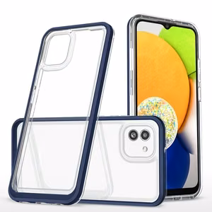 Чехол Clear 3in1 для Samsung Galaxy A03 силиконовый с рамкой синий