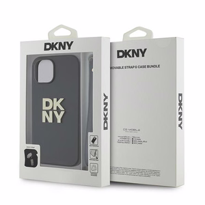 DKNY Dėklas telefonui su dirželiu ir logotipu iPhone 15 Plus - juodas