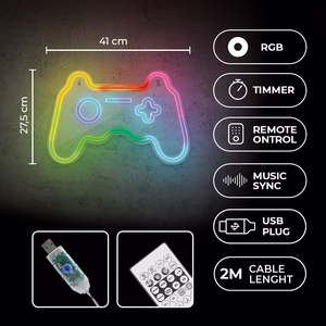 Neoninė LED RGB dekoracija GAMEPAD FLRNE04 + nuotolinio valdymo pultas Forever Light