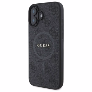 Dėklas Guess PU Leather 4G Colored Ring MagSafe Apple iPhone 16 juodas