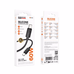 Borofone Кабель BX123 Leya - Type C - Type C - PD 60W 3A 1 метр чёрный