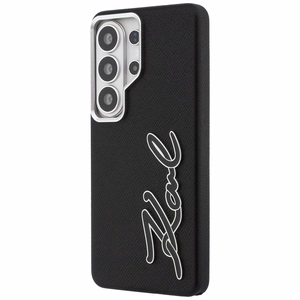 Karl Lagerfeld Grained Signature Metal Resin Logo Чехол для Samsung Galaxy S26 Ultra - чёрный