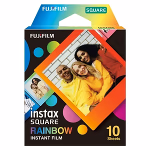 Fujifilm Instax Square Rainbow – momentinė juostelė vaivorykštės rėmeliu, 72 × 86 mm, 2.4 × 2.4 col. vaizdas, 3.4 × 2.8 col. nuotrauka, 10 lapelių