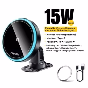 Automobilinis laikiklis Essager T1 juodas (Magsafe 15W) (magnetinis / lipnus)
