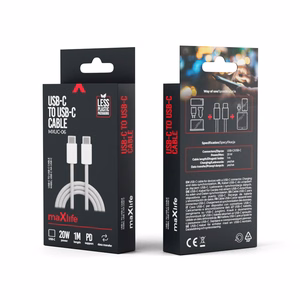 Maxlife MXUC-06 кабель USB-C - USB-C 1,0 м 20W серый нейлон