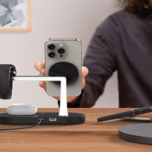 Tech-Protect A12 3in1 MagSafe indukcinis įkroviklis išmaniajam telefonui / ausinėms / išmaniajam laikrodžiui - juodas