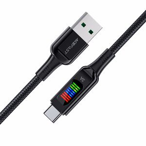 Acefast C7-04 кабель USB-A USB-C 60W 1.2м с дисплеем - чёрный