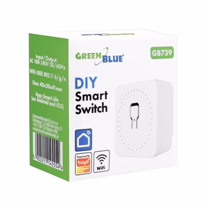 Įleidžiamas „GreenBlue“ WiFi relė, „Android“/„iOS“/„Alexa“/„Google Home“, 100–240 V kintamosios srovės, 50/60 Hz, maks. 16 A, skirtas 150 W LED lempoms, GB739