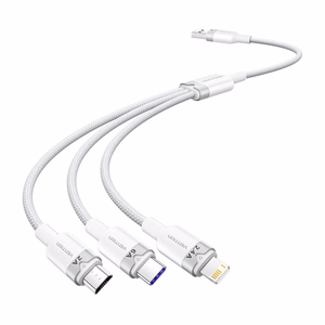 USB 2.0 A į 3-in-1 6A kabelis Vention CTRWG 1.5M (baltas)