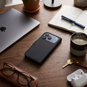 Чехол-книжка для iPhone 17 / 18 4Card RFID защита от кражи техническая ткань черный