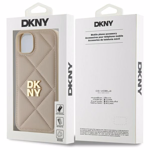 DKNY Quilted Stack Logo dėklas telefonui iPhone 15 Plus - smėlio spalvos