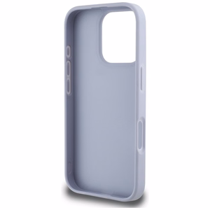 Guess Hot Stamp 4G Pattern Triangle Metal Logo dėklas telefonui iPhone 16 Pro - violetinis