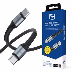 3mk Hyper Cable N-SERIES USB-C / USB-C 3m PD 3.0 QC 3.0 20V / 5A 100W - черный