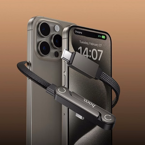 Кабель с креплением USB C на USB C PD 60W Hoco 1,2 m U150 Exquisite черный