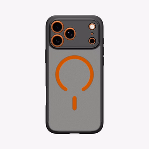 Spigen Ultra Hybrid MagSafe deklas, skirtas iPhone 17 Pro - Juodas ir oranzinis