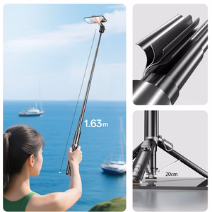 Blavec Selfie Stick Aluminium Fusion P-12 Magsafe Auto pop trikojis + nuotolinio valdymo pultas 1,60 m (SSFP12-MTRAPB160) juodas
