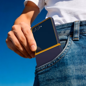 Spigen Nano Pop MagSafe dėklas, skirtas Samsung Galaxy Z Flip8 – tamsiai mėlynas ir geltonas
