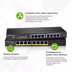Zyxel GS1915-8 Valdomas L2 Gigabit Ethernet (10/100/1000) Juoda