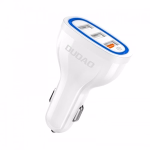 Automobilinis įkroviklis Dudao "R7S" baltas 18W (1xQC3.0 / 2xUSB)
