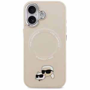 Karl Lagerfeld Karl & Choupette Smeigtukai Magnetinis dėklas telefonui iPhone 17 - smėlinė