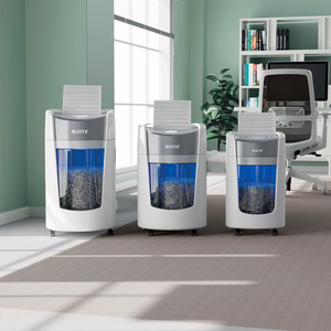 Leitz IQ OptiMax Home Office 225 dokumentų naikiklis Smulkinimas itin mažais gabalėliais 58 dB Pilka, Balta