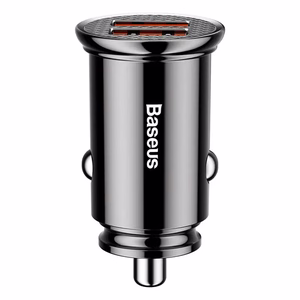 Baseus Circular automobilinis įkroviklis 2x USB QC3.0, 30W, juodas