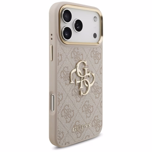 Guess 4G Big 4G Classic Logo Big Strap Metal Buttons dėklas iPhone 17 Pro Max - rožinis