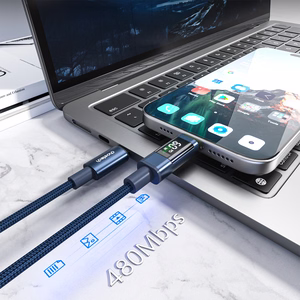 Choetech XCC-1068 PD 60W USB-C — USB-C кабель с дисплеем 1.2 m — синий
